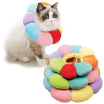 گردنبند الیزابت بالشتی گربه طرح گل رنگین کمانی سایز کوچک کد 106343