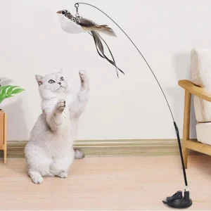 اسباب بازی میله ای بلند گربه به همراه عروسک پرنده