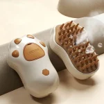 برس شارژی بخاردار سگ و گربه مدل پنجه رنگ کرم قهوه ای