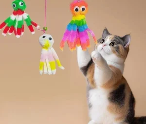 اسباب بازی میله ای گربه مدل عروسک 8 پا زنگوله دار