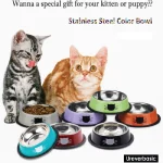 ظرف استیل رنگی سگ و گربه طرح گربه (قطر 16 سانتی متر) کد 106325 - Image 4