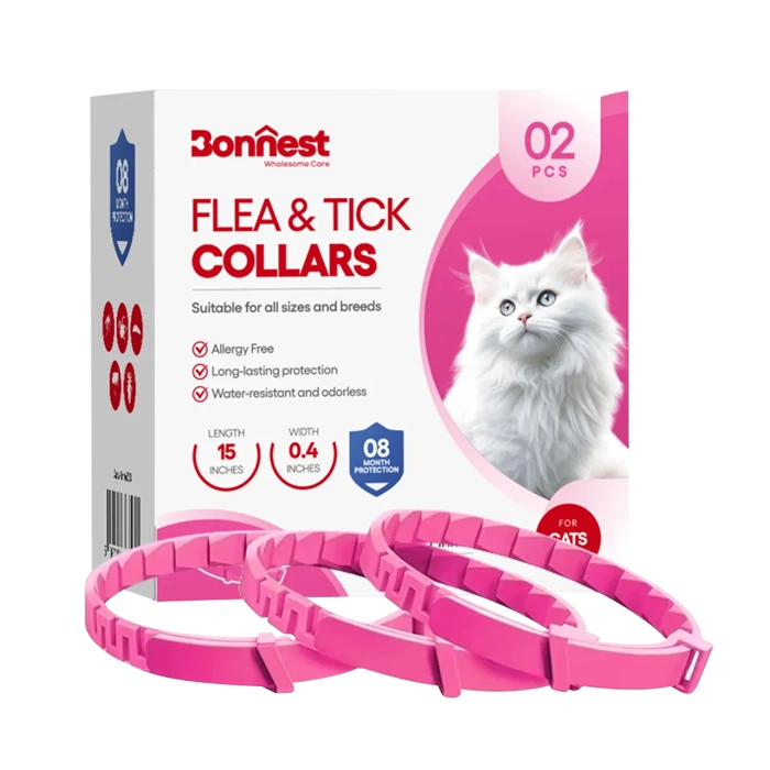 flea-tick-calming_pink-bonnest قلاده ضد کک و کنه گربه بونست Bonnest بسته 2 عددی - Image 1