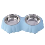 ظرف غذا و آب دو قلو پلاستیکی سگ و گربه طرح گل رزپت کد 106326