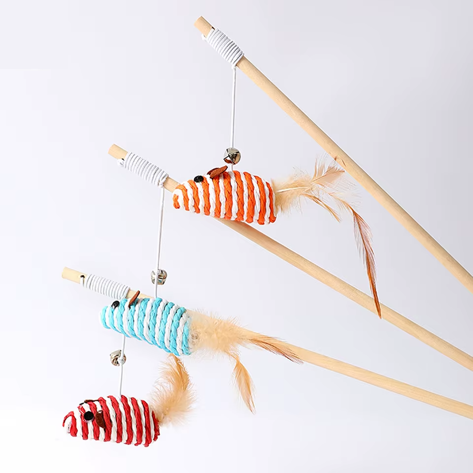 mouse-and-feather اسباب بازی گربه میله ای مدل موش و پر زنگوله دار کد 106361 - Image 1