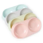 ظرف غذا و آب دو قلو پلاستیکی سگ و گربه طرح دایره ای کوچک کد 106333 - Image 2