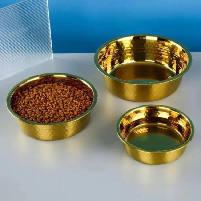 still-mes-18cm-03 ظرف آب و غذا سگ و گربه استیل طرح مس مدل کوپر 18 سانتی متر کد 106335 - Image 1