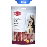 تشویقی سگ دندانی رولی تریکسی با دورپیچ اردک 10 عددی وزن 80 گرم Trixie Denta Fun Rolls