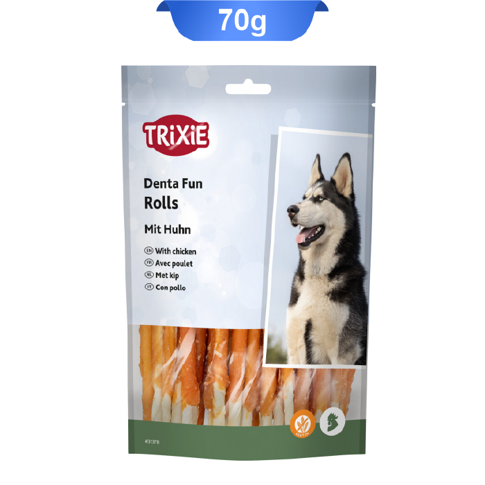 trixie-fun-rolls-with-chicken-70g-01 تشویقی دندانی سگ تریکسی دورپیچ مرغ وزن 70 گرم Trixie Denta Fun Rolls - Image 1