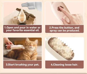 برس دسته دار شارژی بخاردار سگ و گربه مدل پنجه