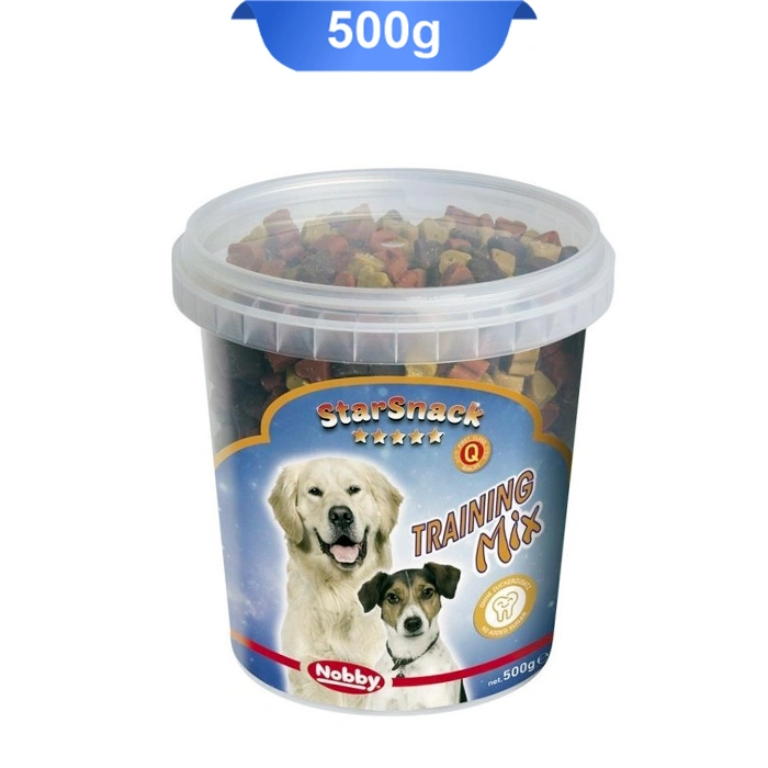 Nobby-TrainingMix- تشویقی سگ نوبی سطلی طعم مرغ،گوشت شکار،بره و ماهی سالمون