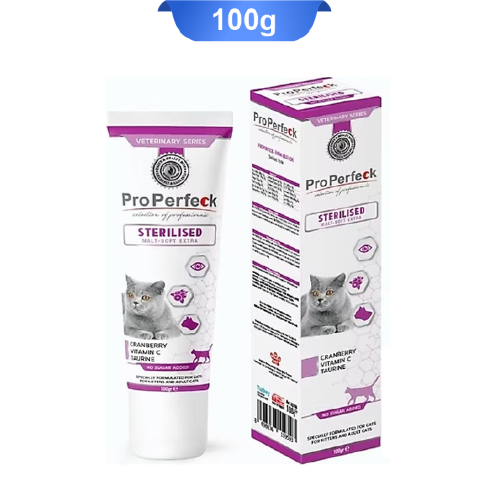 properfeck-cat-sterilised-100gr-01 خمیر مالت گربه عقیم پروپرفک وزن 100 گرم ProPerfeck Sterilised - Image 1