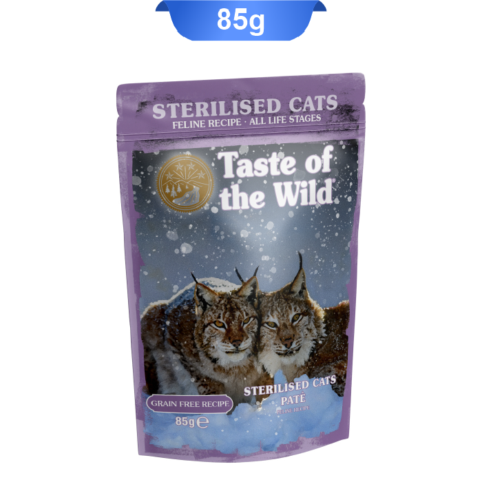 taste-of-the-wild-pouch-pate-sterilised-cats-all-life-stages-85gr پوچ گربه عقیم تیست آف د وایلد طعم مرغ و جگر مرغ وزن 85 گرم Taste Of The Wild Sterilised - Image 1