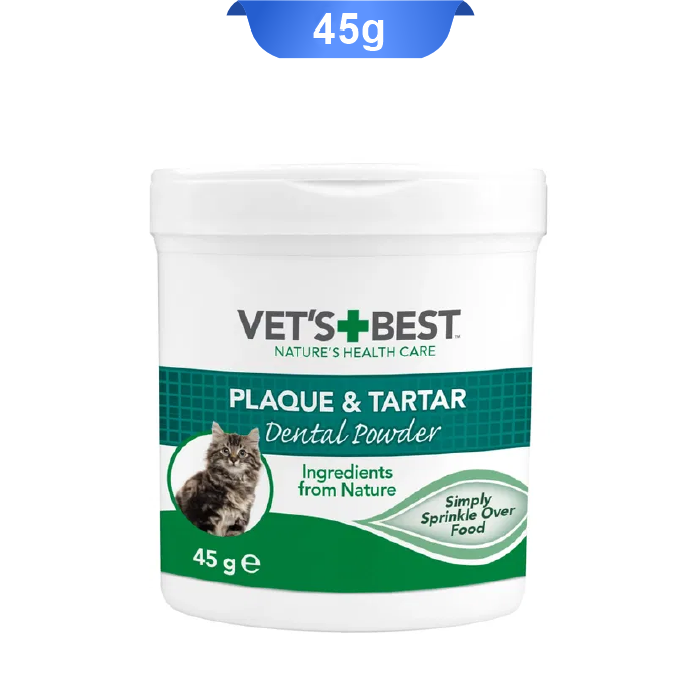 vetsbest-plaque-tartar-cat-45g پودر دندان گربه وت بست جلوگیری از تشکیل پلاک دندان و تارتار وزن 45 گرم Vet's Best Dental Powder Cat