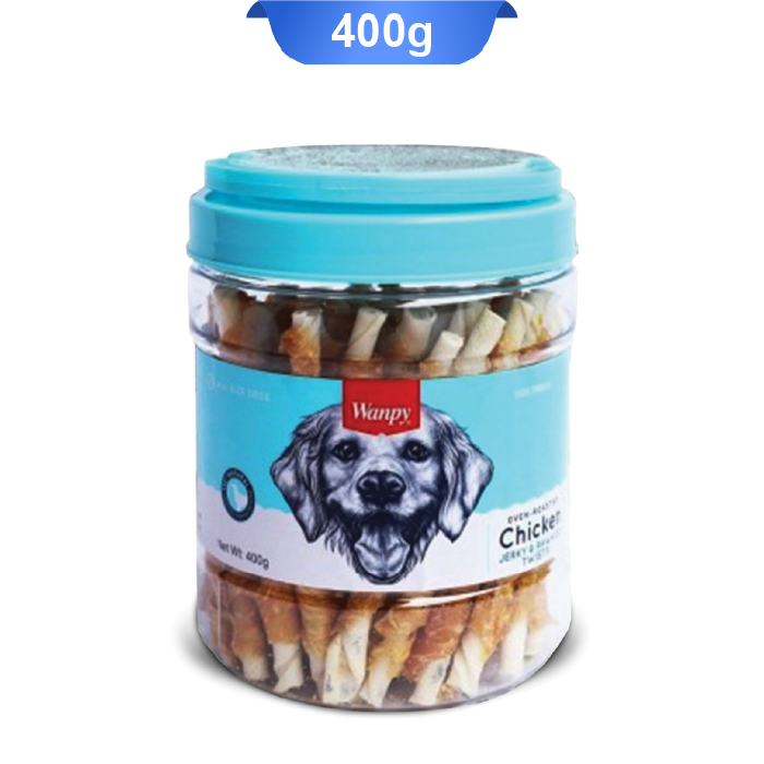 wanpy-rowhide-400gr تشویقی سگ ونپی دورپیچ روهاید مرغ وزن 400 گرم Wanpy Rawhide Twists - Image 1