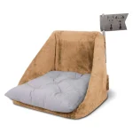 خانه سه کاره سگ و گربه از جنس مخمل نرم و ضخیم مدل باس رنگ نسکافه ای نیناپت ابعاد 52x52x52 سانتی متر کد 1304 - Image 4