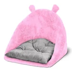 خانه چهار کاره سگ و گربه از جنس مخمل نرم و ضخیم رنگ صورتی مدل خرسی نیناپت ابعاد 45x50x45 سانتی متر کد 1803 - Image 4