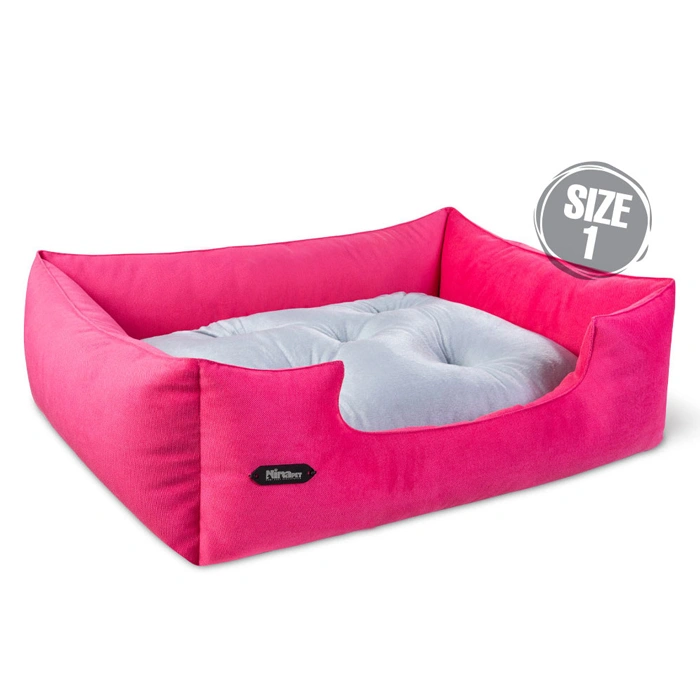 2044- جای خواب سگ و گربه جنس پارچه مبلی درجه یک سرخابی با تشک طوسی