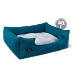 جای خواب سگ و گربه جنس پارچه مبلی درجه یک سبز آبی تیره با تشک طوسی