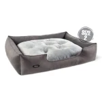 جای خواب سگ و گربه جنس پارچه مبلی درجه یک خاکستری با تشک طوسی