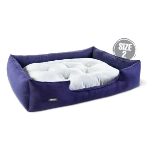 جای خواب سگ و گربه جنس پارچه مبلی درجه یک سرمه ای با تشک طوسی