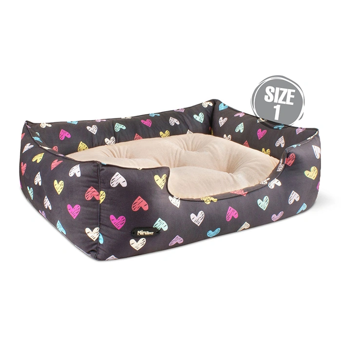 2319 جای خواب سگ و گربه جنس پارچه مبلی درجه یک تشک کرم مدل قلب