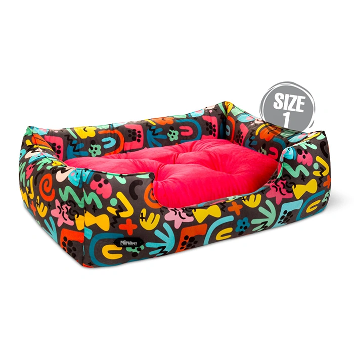 2384-1 جای خواب سگ و گربه جنس پارچه مبلی درجه یک تشک رنگ سرخابی مدل منحنی