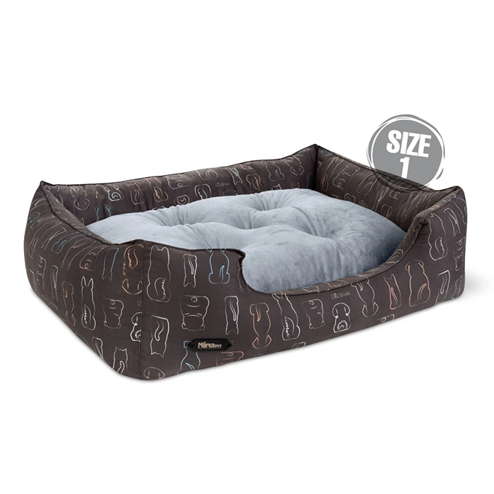 2389- جای خواب سگ و گربه جنس پارچه مبلی درجه یک تشک طوسی مدل خطی