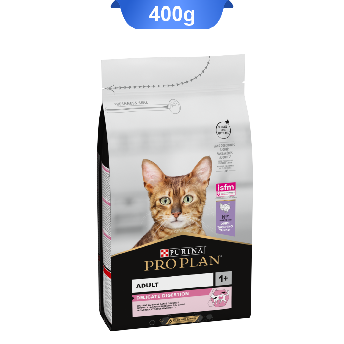 pro-plan-adult-delicate-digestion-4kg غذا خشک گربه بالغ پروپلن دلیکیت دایجستشن طعم بوقلمون وزن 400 گرم ProPlan Delicate Digestion - Image 1